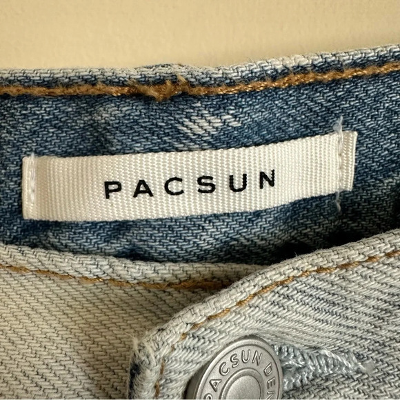 Pacsun size 29 The Dad Jean Patched Jeans 100% Cotton Button Fly High Waisted - Picture 3 of 6